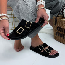 Černé semišové pantofle-326781-01