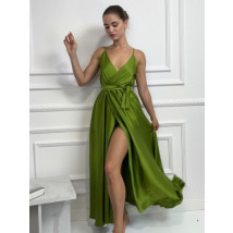 Dlouhé saténové šaty MATCHA-307449-08