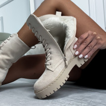 Béžové semišové polokozačky-292972-012