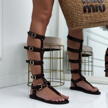 Hnědé gladiátorky na zapínání-326900-01