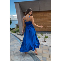 Modré dlouhé saténové šaty-262543-014