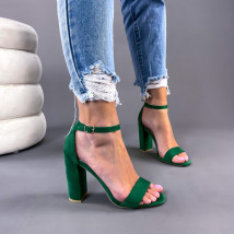 Zelené semišové sandálky na podpatku-246468-011