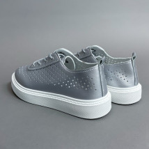 Stříbrné dírkované tenisky-305361-08