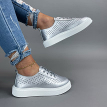 Stříbrné dírkované tenisky-305361-08