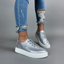 Stříbrné dírkované tenisky-305361-08