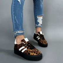 Hnědé tenisky s leopardím vzorem-314365-02