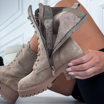 Hnědé semišové polokozačky-322891-08