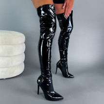 Černé lakované vysoké kozačky-294270-03