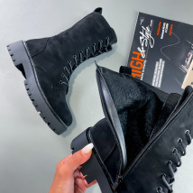 Černé semišové polokozačky-290155-029