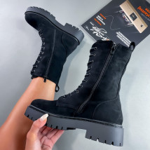 Černé semišové polokozačky-290155-029