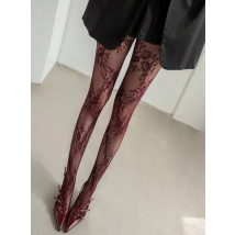 Vínové vzorované punčochy-323367-03
