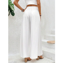Bílé široké kalhoty LUXURY-304710-04