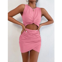 Růžové vroubkované šaty-285656-01