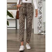 Hnědé kalhoty s leopardím vzorem-310698-03