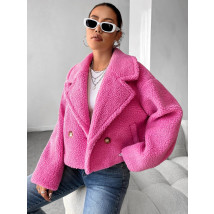 Krátký růžový teddy kabátek-276743-02