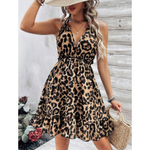 Krátké leopardí šaty na vázání-305400-04