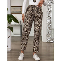 Hnědé kalhoty s leopardím vzorem-310698-03