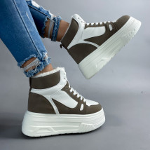 Bílo-hnědé členkové zateplené tenisky-312957-04
