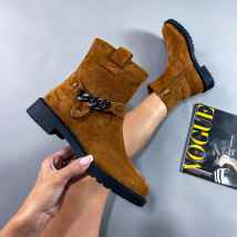 Hnědé semišové kotníkové boty-273154-02