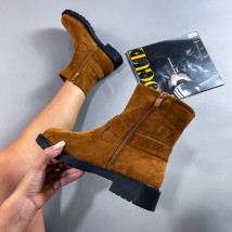 Hnědé semišové kotníkové boty-273154-02