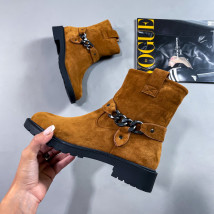 Hnědé semišové kotníkové boty-273154-02