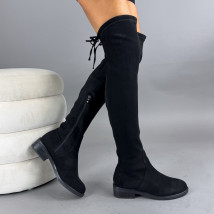 Černe semišové vysoké kozačky-323447-07