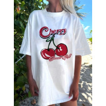 Bílé tričko oversize CHERRY-307711-04