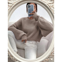 Světle hnědý krátký svetr-279794-015