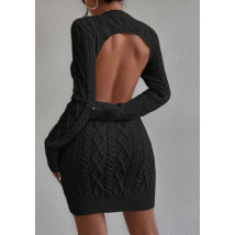 Černé pletené šaty s odhalenými zády-296866-02