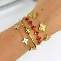 Dámský ocelový náramek červený-321583-012