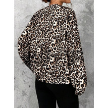 Hnědá oversize mikina s leopardím vzorem-308414-03