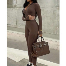 Hnědý vroubkovaný overal-297394-01