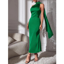 Zelené saténové dlouhé šaty-281490-09
