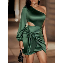 Zelené krátké saténové šaty-281526-06