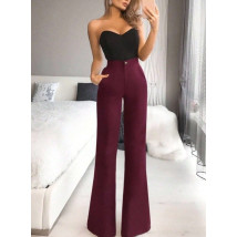 Vínové kalhoty s vysokým pásem-314806-01