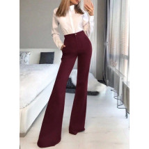 Vínové kalhoty s vysokým pásem-314806-01