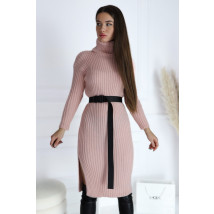 Světle růžové rolákové pletené šaty-296471-05