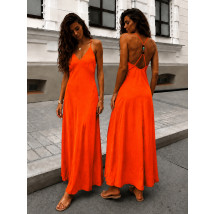 Oranžové dlouhé šaty na ramínka-329530-09