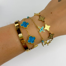 Dámský ocelový náramek s přívěskami-321956-025