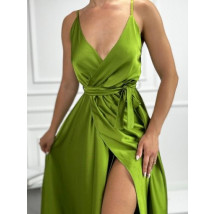 Dlouhé saténové šaty MATCHA-307449-08