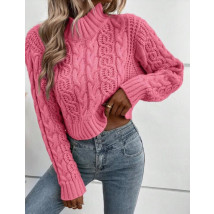 Růžový krátký pletený svetr-297271-03