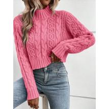 Růžový krátký pletený svetr-297271-03