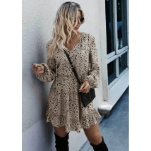 Béžové vzorované šaty-292152-01