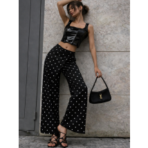 Černé široké puntíkaté kalhoty-326644-02