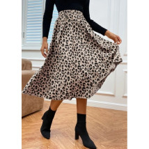 Hnědá sukně s leopardím vzorem-292131-05