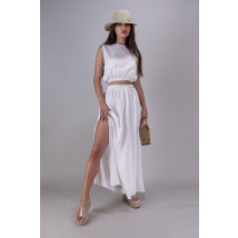 Bílý lanový dlouhý sukňový komplet-269792-01