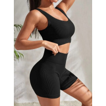 Černá vroubkovaná PUSH-UP souprava-280343-07