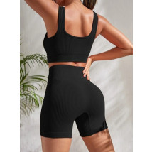 Černá vroubkovaná PUSH-UP souprava-280343-07