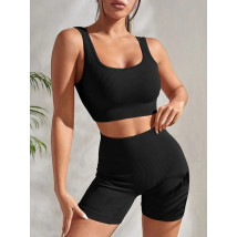 Černá vroubkovaná PUSH-UP souprava-280343-07