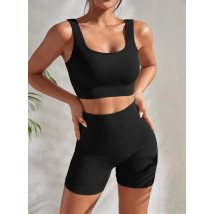 Černá vroubkovaná PUSH-UP souprava-280343-07